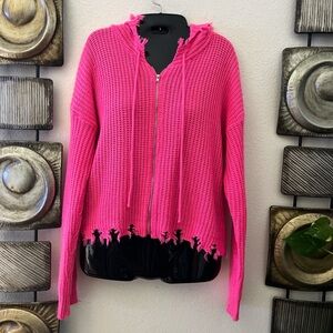 Chelsey Hot Pink Textured Zip-Up Jacket